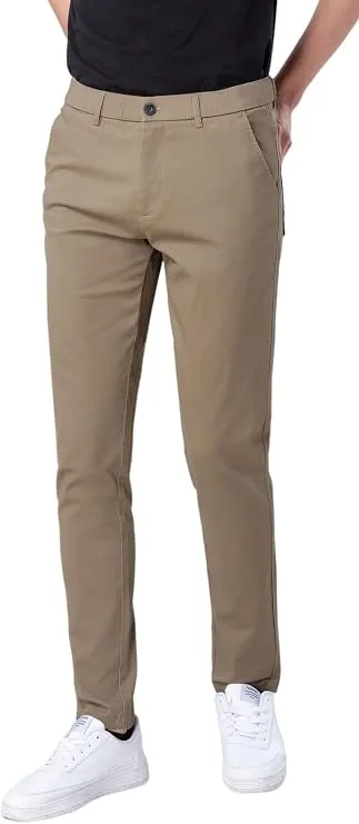 Plaid&Plain Men's Skinny Stretchy Khaki Pants