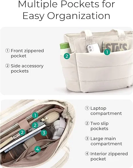 BAGSMART Puffy Tote Bag for Women