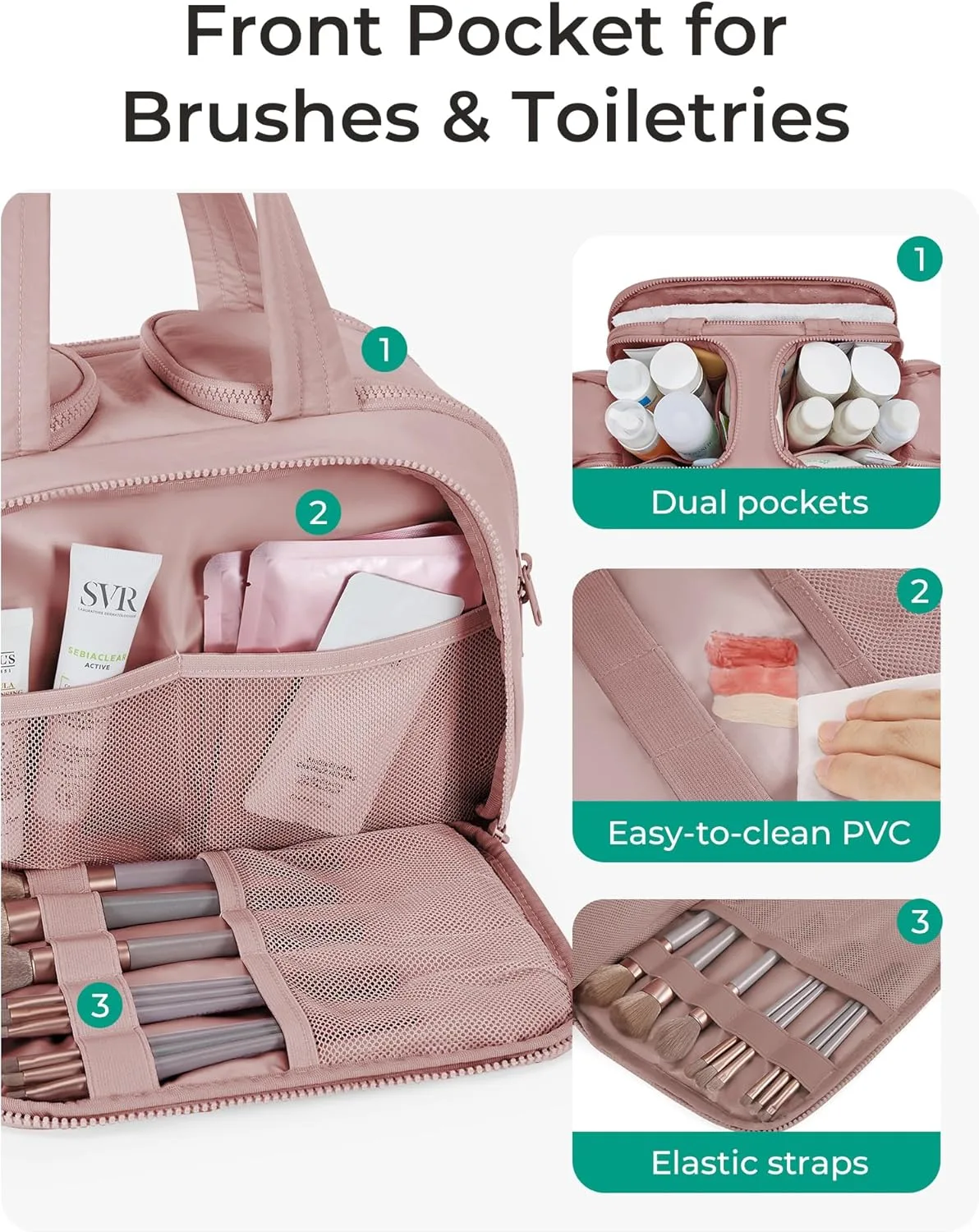 BAGSMART Lightweight Puffy Travel Toiletry Bag