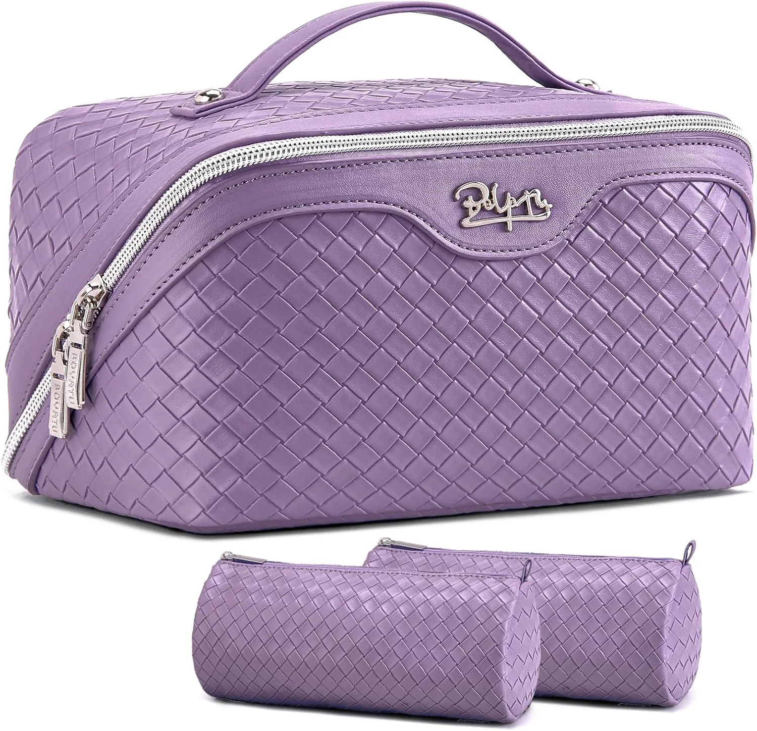 BOYATU 3 Pcs Set Vegan Leather Travel Makeup Bag