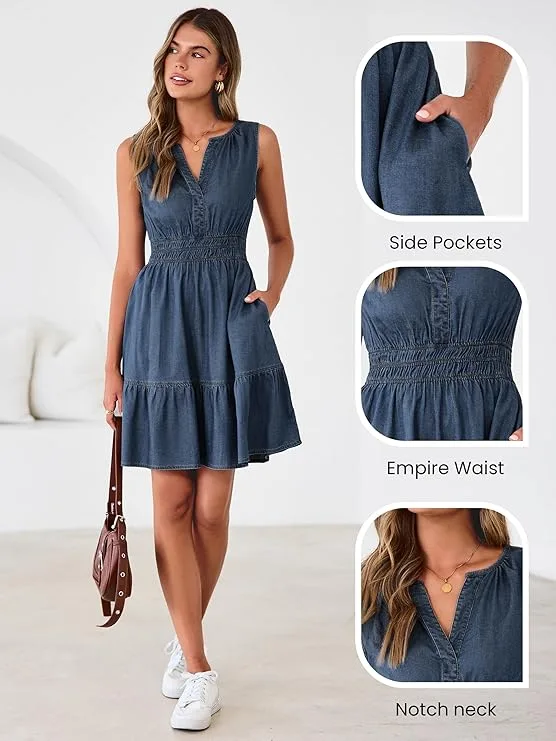 BerryGo Women's Sleeveless Denim Dress