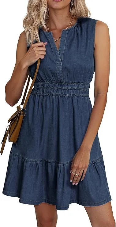 BerryGo Women's Sleeveless Denim Dress