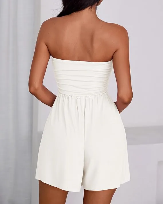 BTFBM Women's Boho Strapless Romper
