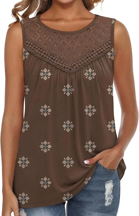 XIEERDUO Sleeveless Lace Crochet Tank