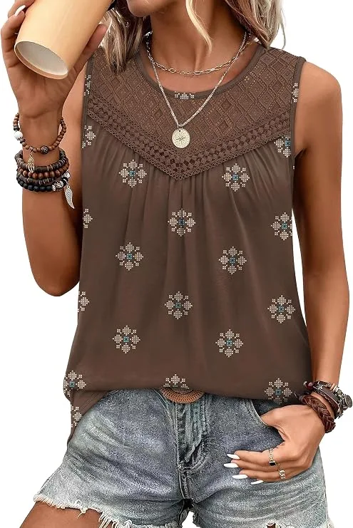 XIEERDUO Sleeveless Lace Crochet Tank