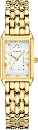 GAOFAN HOUR Gold Watches for Women with Vintage Rectangular Case