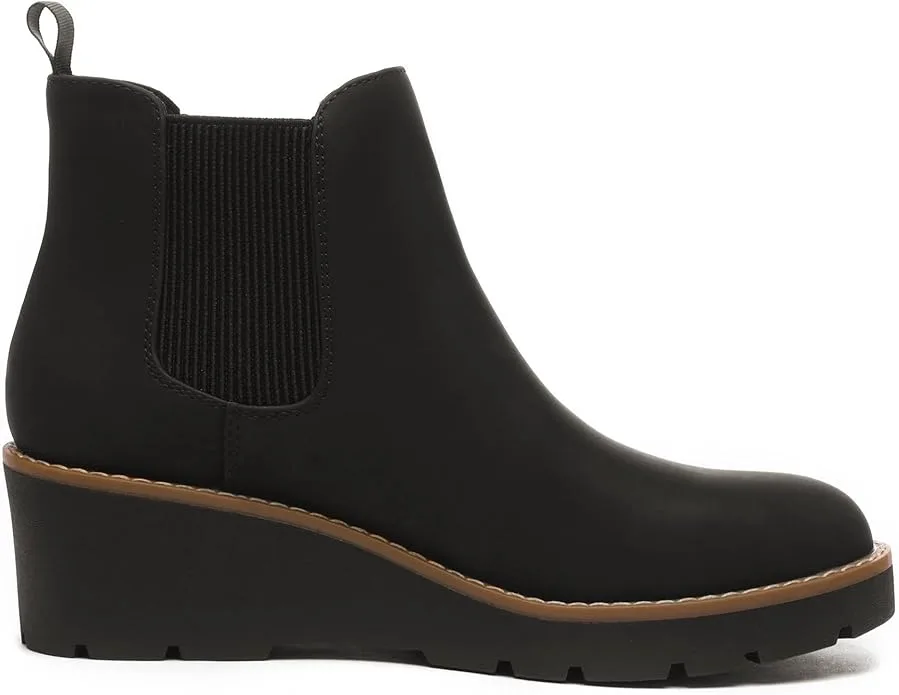Athlefit Women's Platform Wedge Chelsea Ankle Boots