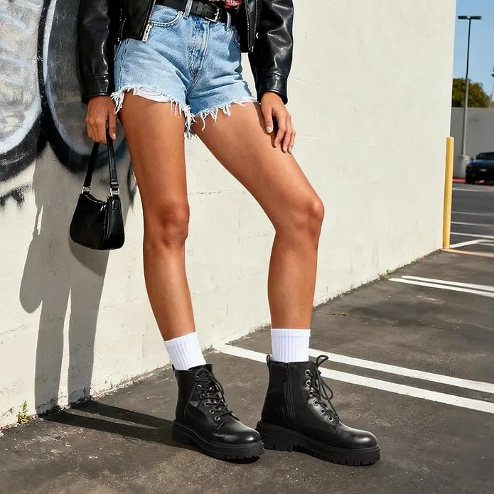 DREAM PAIRS Women's Combat Boots Lace-up Ankle Boots