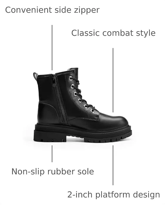 DREAM PAIRS Women's Combat Boots Lace-up Ankle Boots