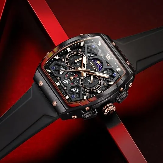 OLEVS Casual Square Skeleton Watch