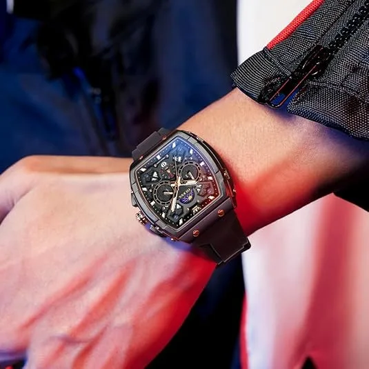 OLEVS Casual Square Skeleton Watch
