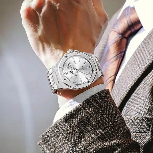 OLEVS Octagonal Luxury Steel Watch