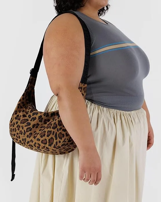 BAGGU Medium Nylon Crescent Bag (Leopard)