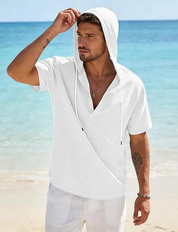 LINENNMAIN Men's Cotton Linen Hoodie