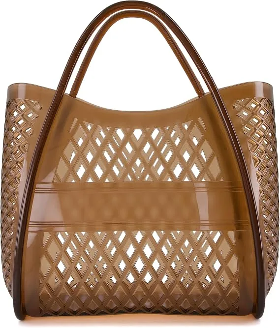CUSHIONAIRE Kizzy Clear Jelly Tote Bags for Women, Waterproof Beach Purse