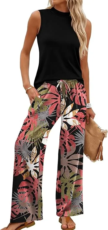 WIHOLL Mock Neck Pants Set