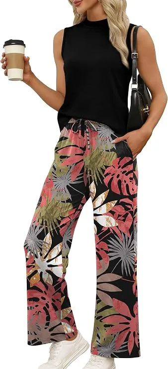 WIHOLL Mock Neck Pants Set