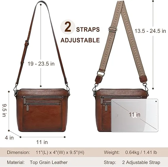 COOLCY Genuine Leather Crossbody Bags for Women Purses and Handbags