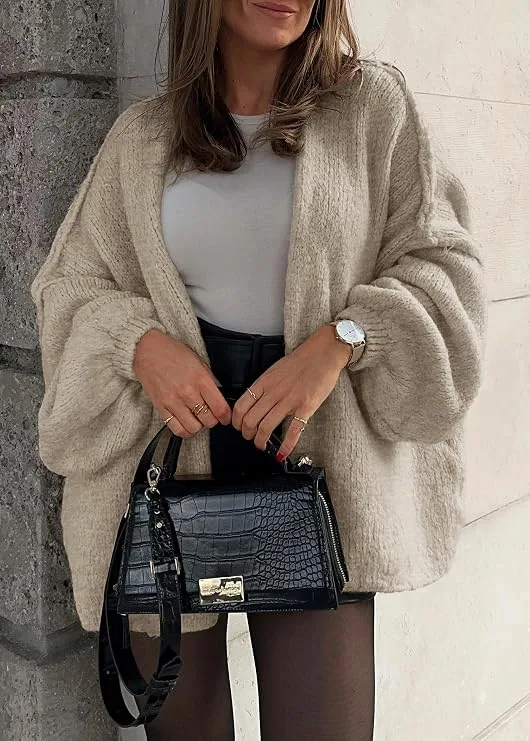 ATHMILE Lantern Sleeve Cardigan