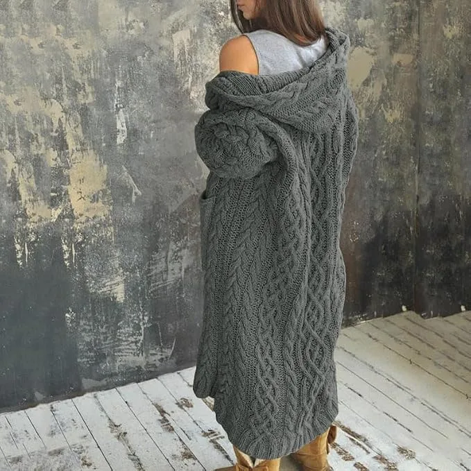 NIUBIA Hooded Cable Knit Cardigan