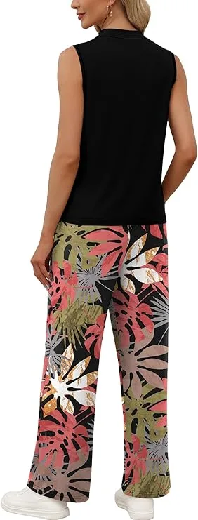 WIHOLL Mock Neck Pants Set