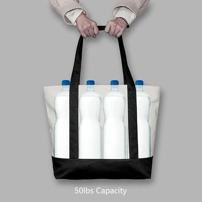 TOPDesign Canvas Tote Bag with an External Pocket