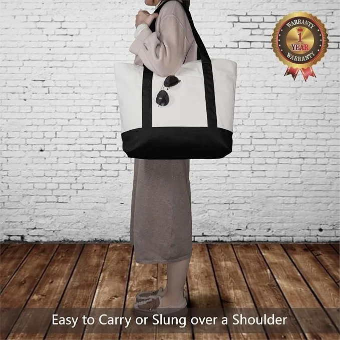 TOPDesign Canvas Tote Bag with an External Pocket
