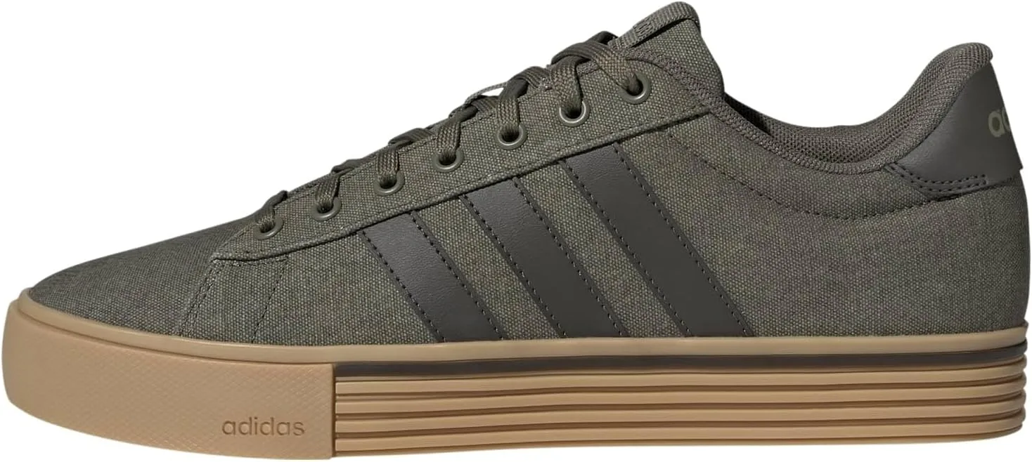 adidas Mens Daily 4.0 olive green canvas sneaker side profile view