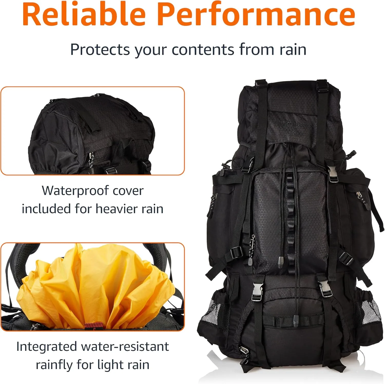 Amazon Basics 75L Internal Frame Hiking Backpack