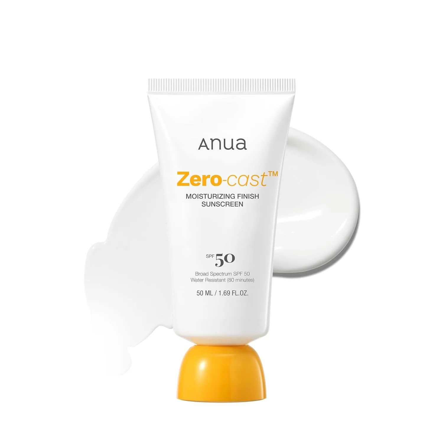 Anua Zero Cast Moisturizing Sunscreen SPF 50 tube with blue cap