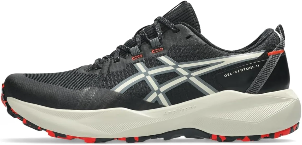 ASICS GEL-Venture 11 trail running shoe lateral side profile view with classic stripes