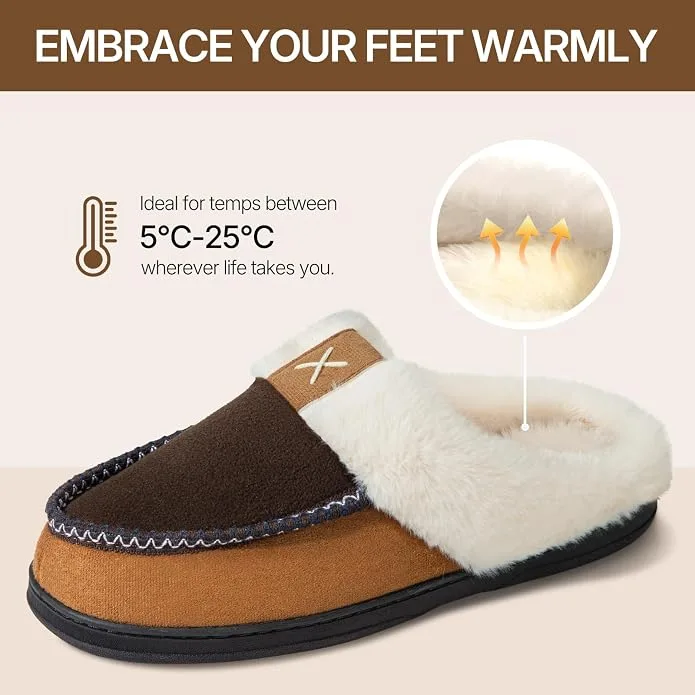 ATHMILE Men's Moccasins Memory Foam Two-Tone Suede Slippers ASPM01