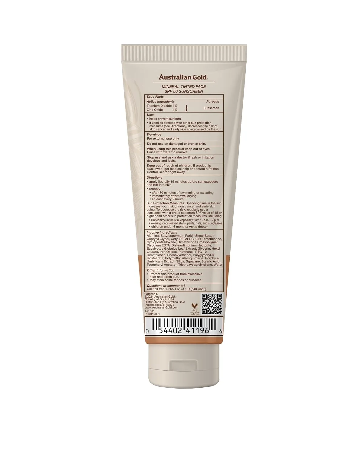 Australian Gold Botanical Tinted Mineral Face Sunscreen SPF 50