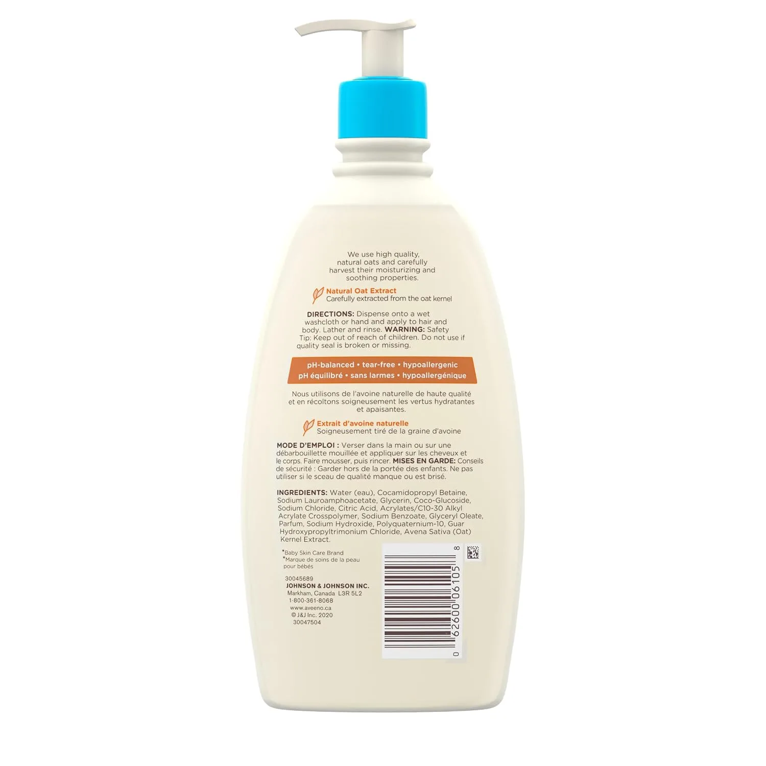 Aveeno Baby Daily Moisture Wash & Shampoo, Tear-Free, 18 fl. oz
