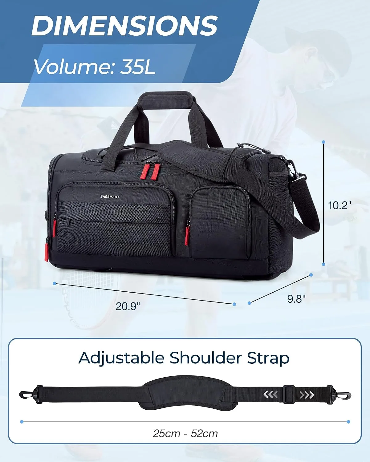 BAGSMART 3-in-1 Gym Backpack Duffel