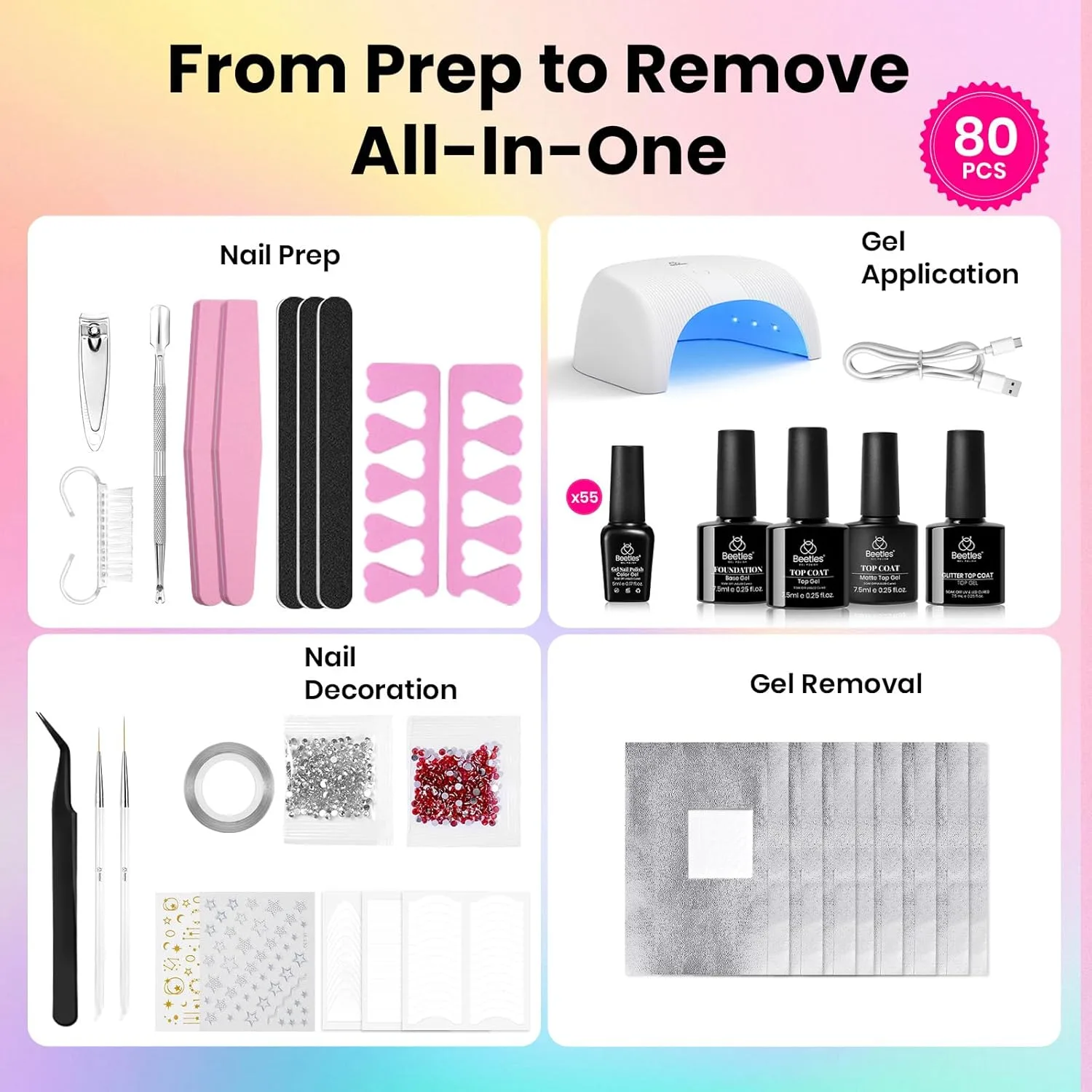 Beetles Gel Nail Polish Kit with UV Light