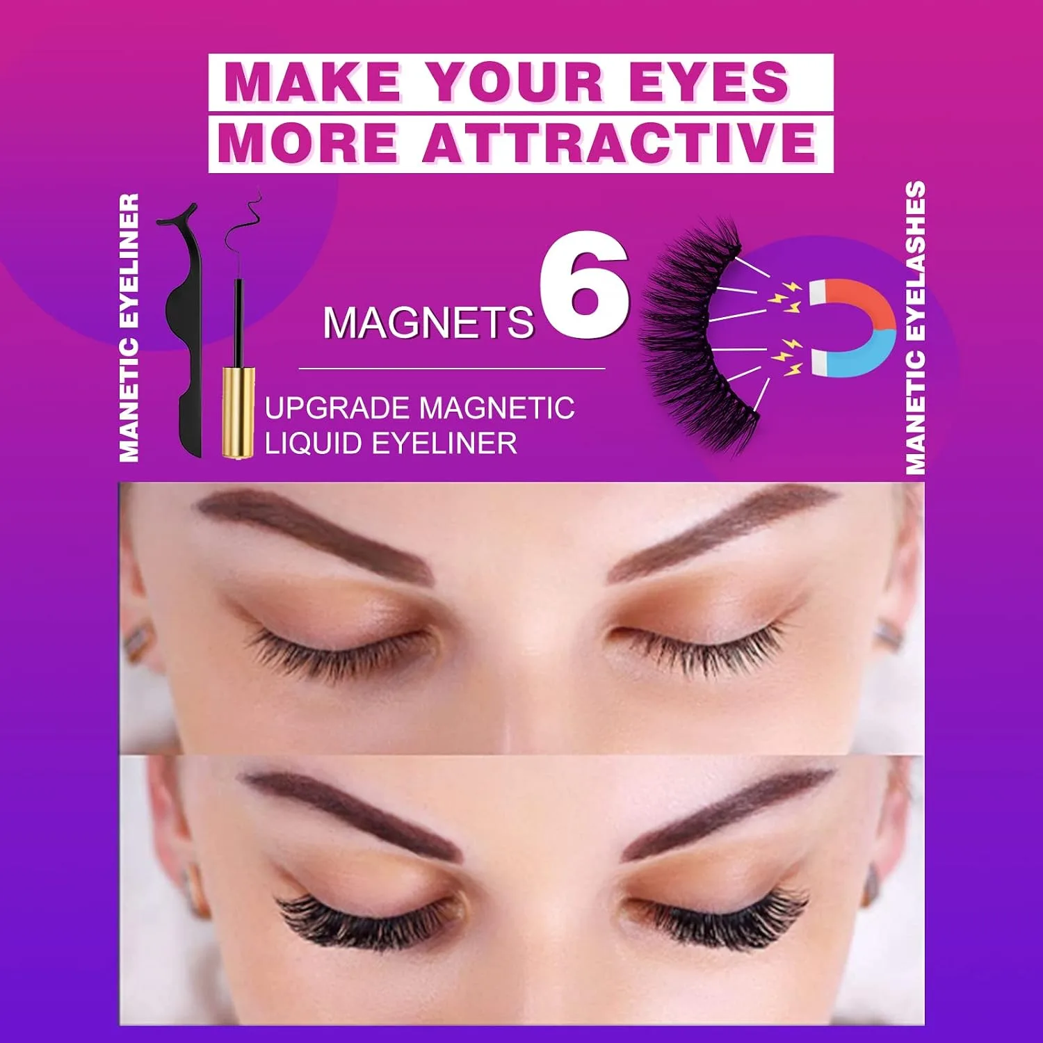Royaomis 10 Pairs Cat-Eye Magnetic Lashes