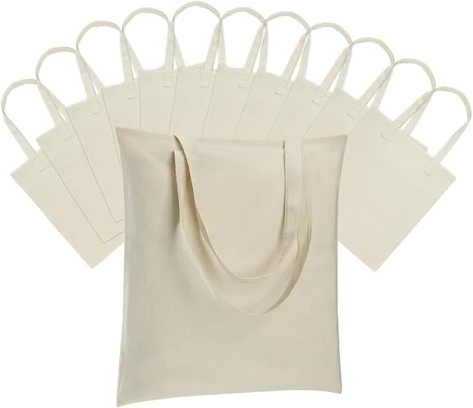 Carbrea 12 Pack Thin Canvas Tote Bags