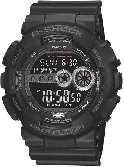 Casio G-Shock GD-100-1B tough digital watch with stealth negative display