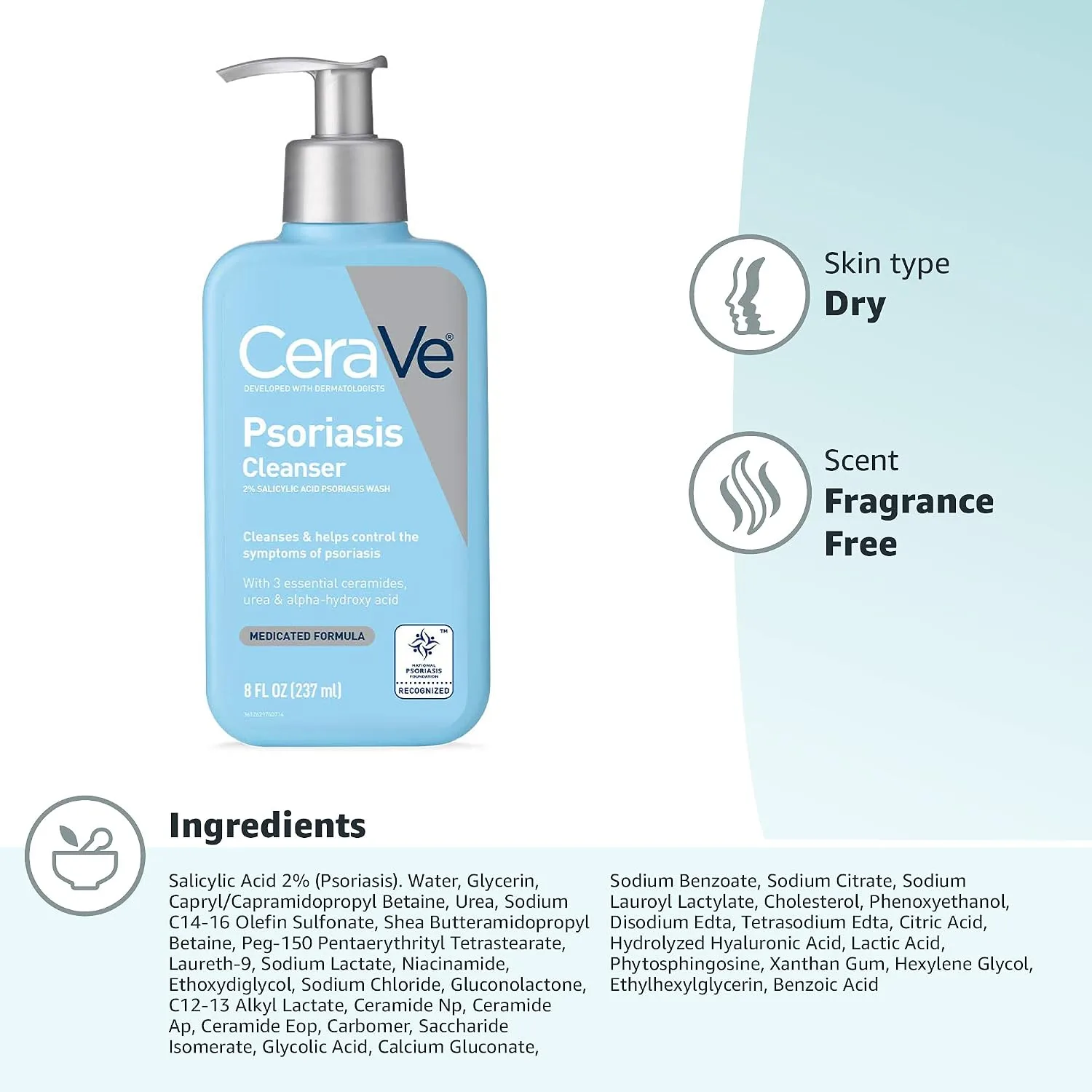CeraVe Psoriasis Cleanser with Salicylic Acid and Lactic Acid