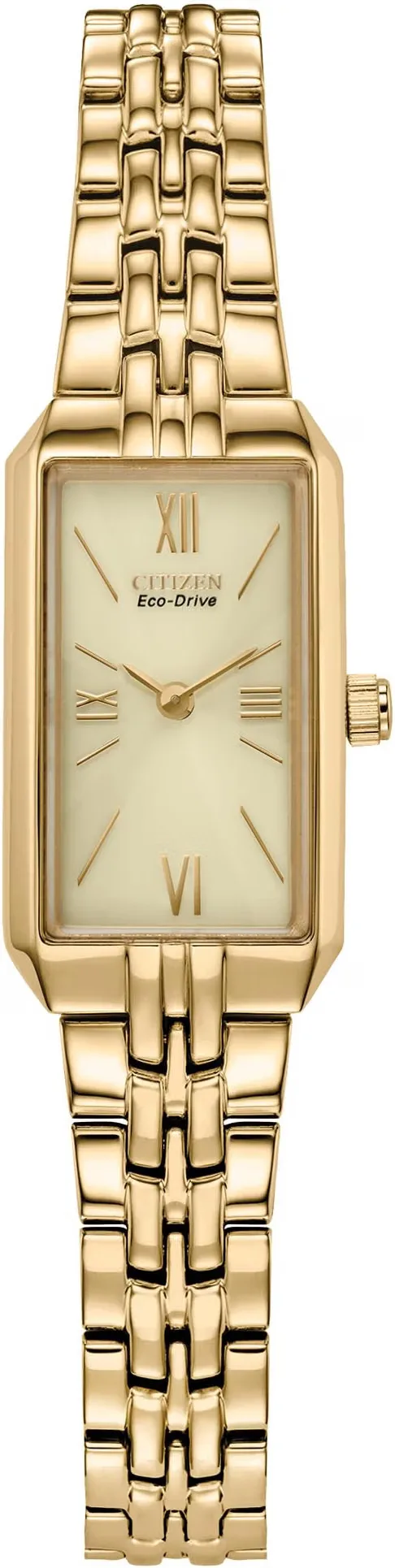Citizen Eco-Drive Corso gold tone rectangular solar dress watch