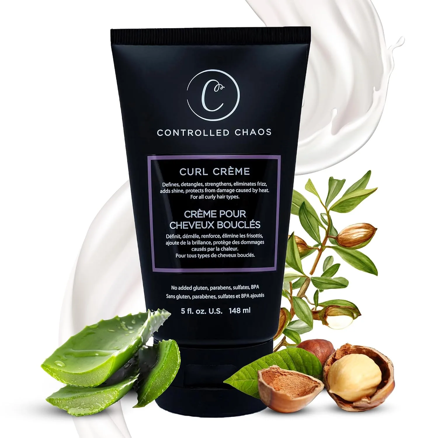 Controlled Chaos Curl Creme squeeze tube with blue label for defined curls