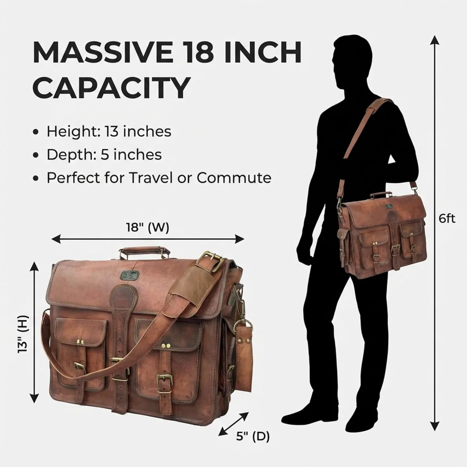 cuero Leather Messenger Bag for Men (18-Inch)