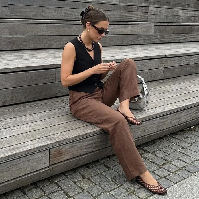 CUSHIONAIRE Siesta Modern Lattice Ballet Flats (Tortoise)