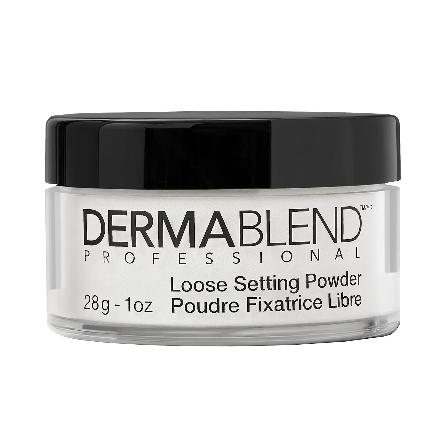 Dermablend Professional translucent loose setting powder jar with black screw cap