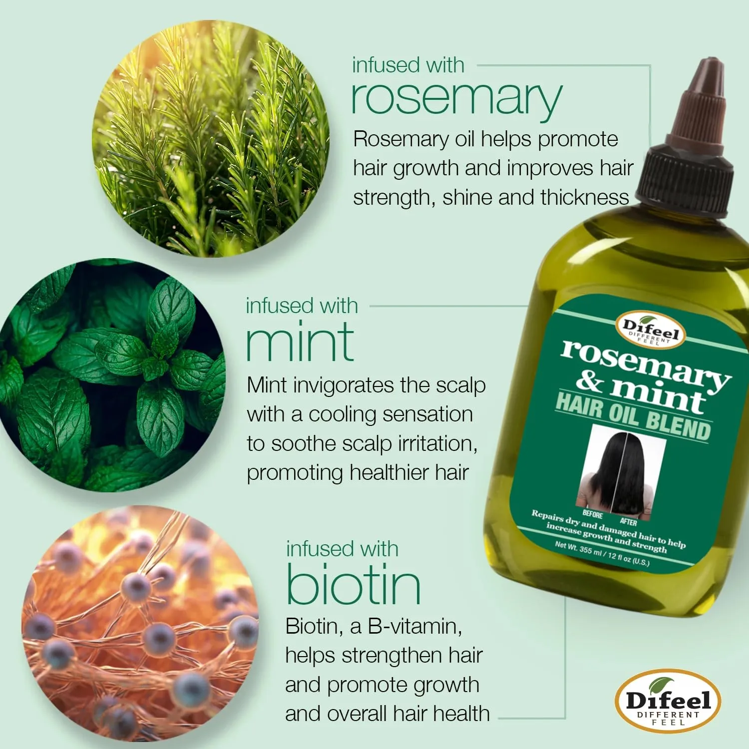Difeel Rosemary and Mint Hair Oil Blend