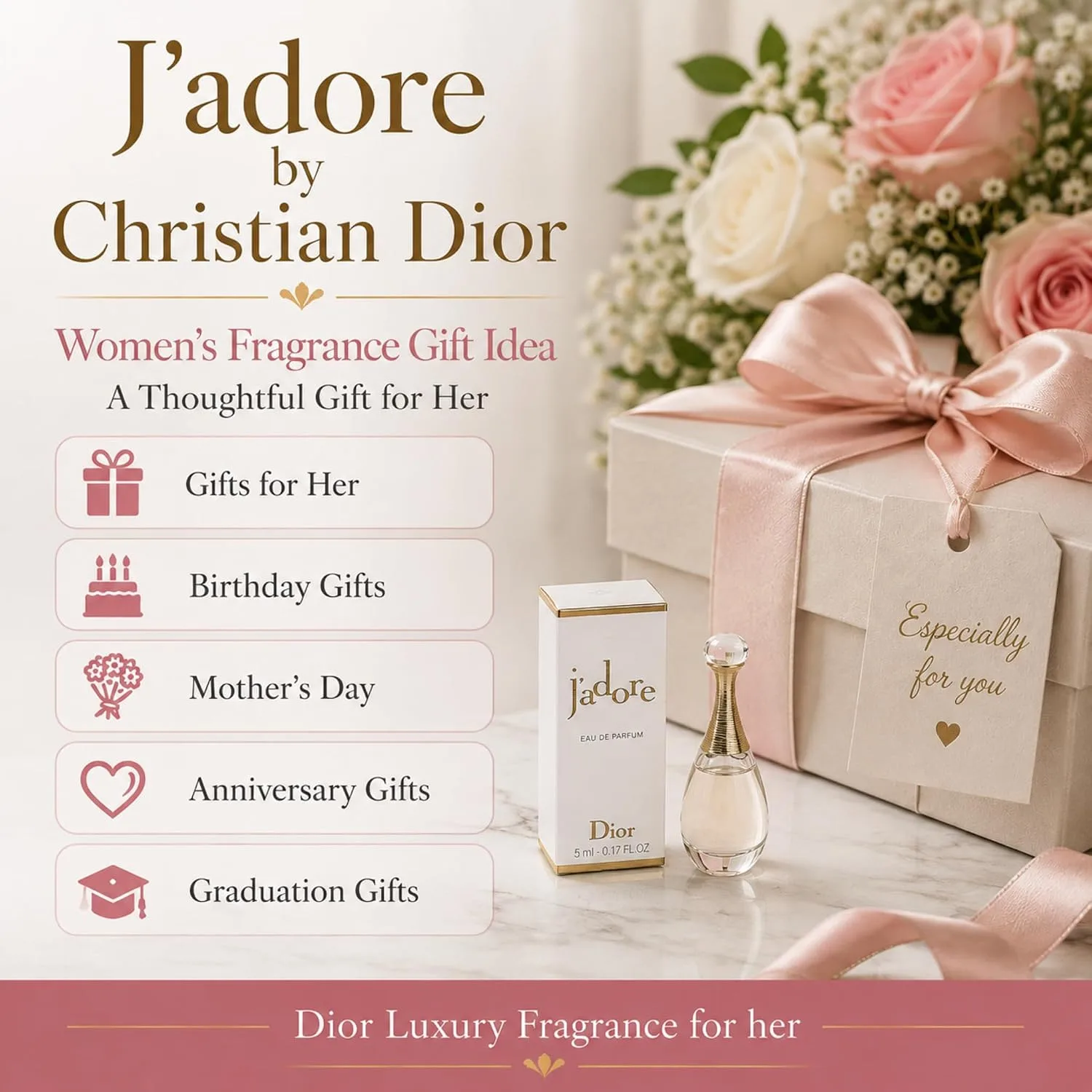 Dior Jadore Eau de Parfum Splash Mini for Women, 0.17 Ounce