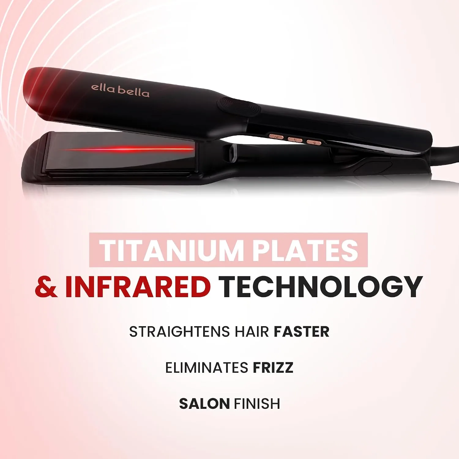 ELLA BELLA Titanium Flat Iron Hair Straightener Large with Infrared