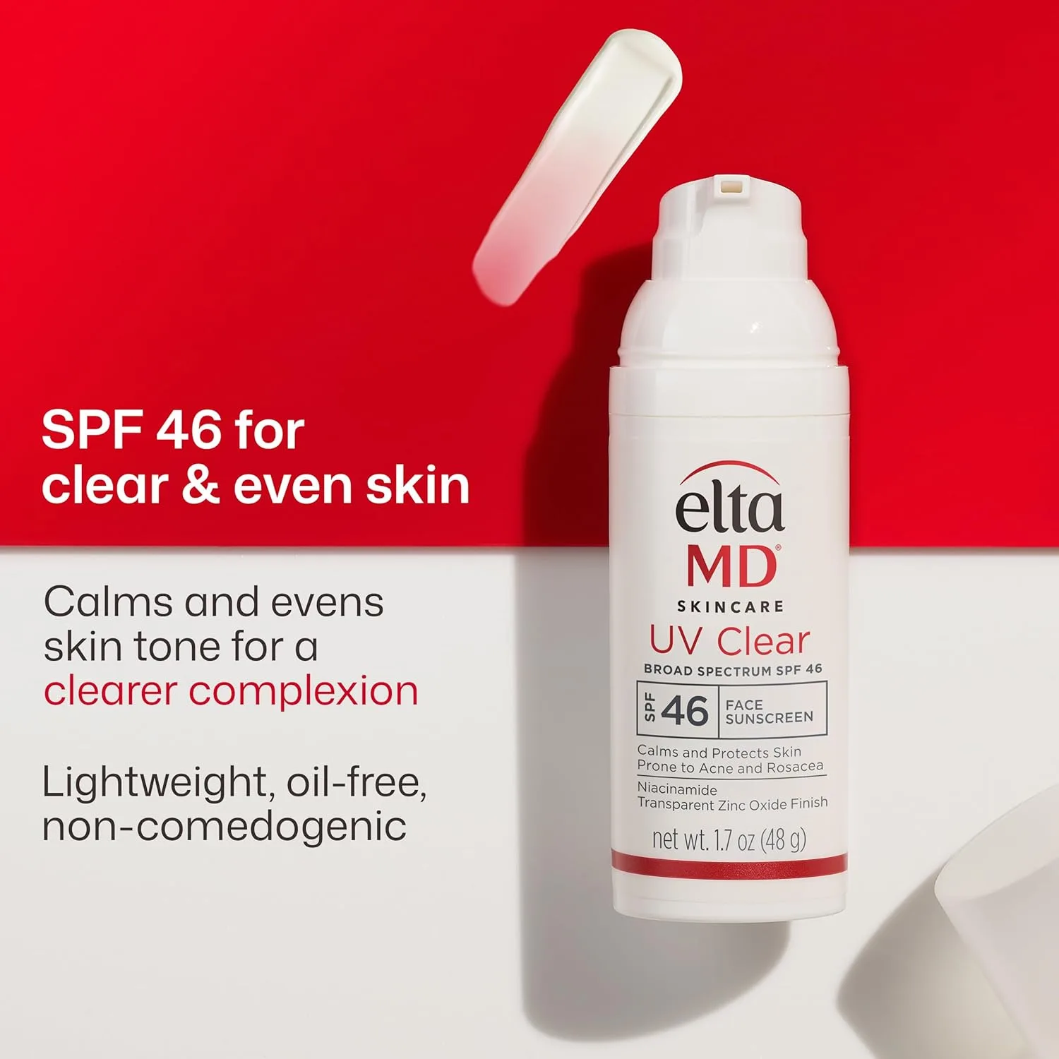 EltaMD UV Clear Face Sunscreen with Zinc Oxide, Oil-Free, SPF 46