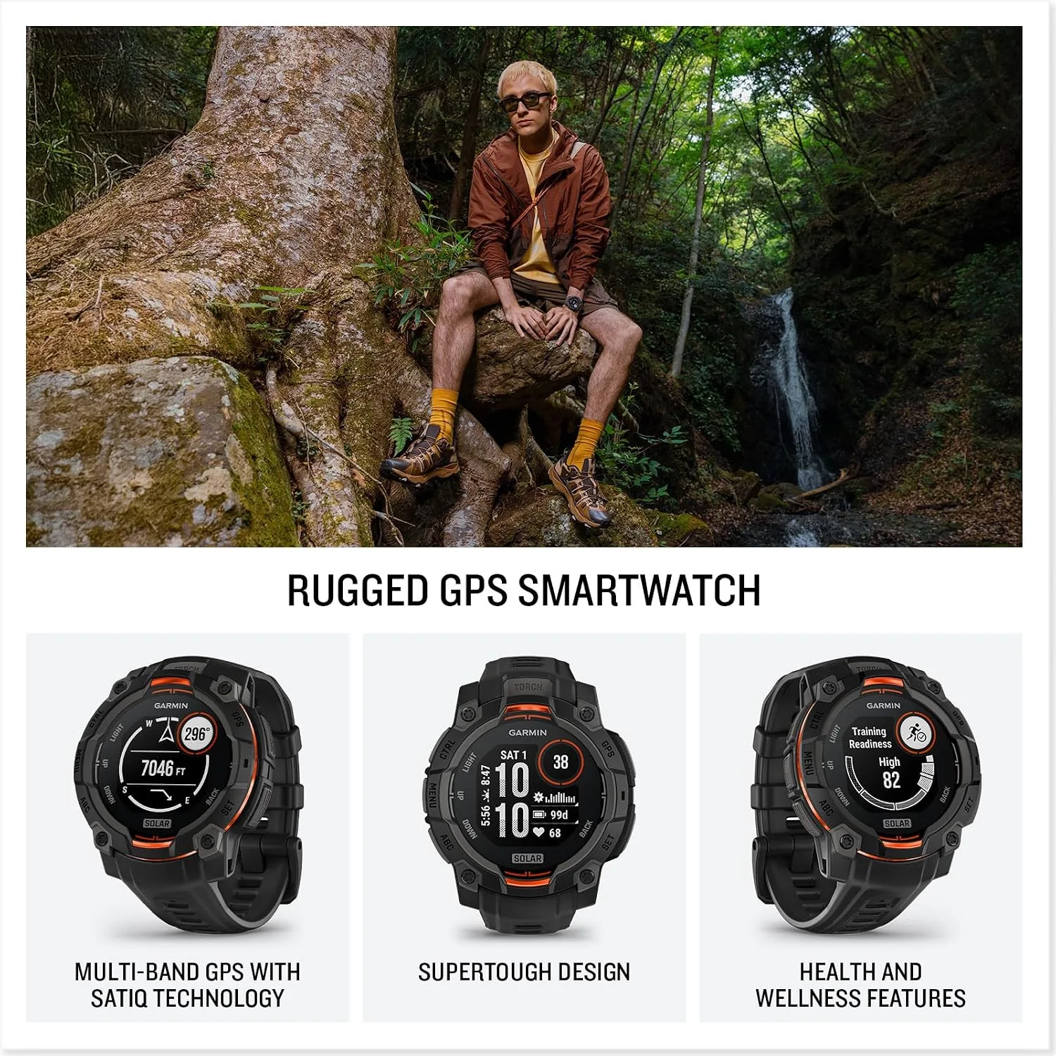 Garmin Instinct 3 Solar Rugged GPS Smartwatch (45mm)